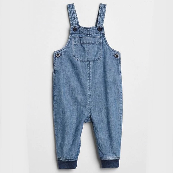 Baby Gap One-piece Denim Overalls lined size 12-18 months EUC - Picture 1 of 8